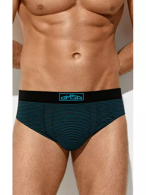 Трусы мужские «слипы» бесшовные omsa omu 2121s stripes vi nero, , 54 (3XL), OMSA, - 1