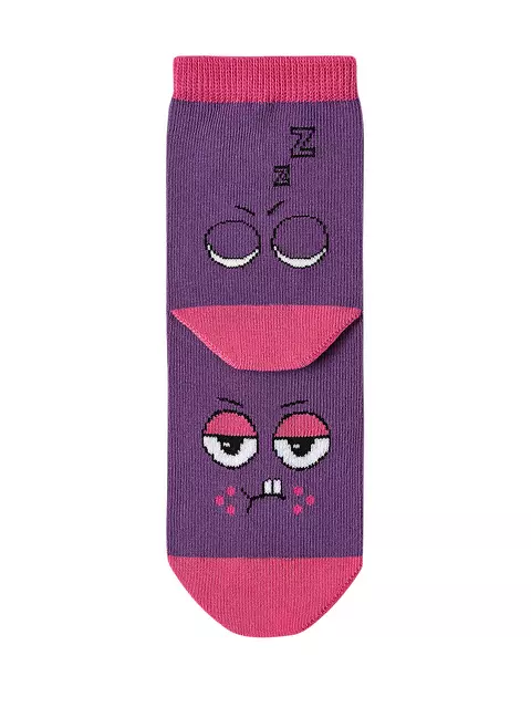 Носки детские (смайлики) omsa kids calzino 21p42 viola, , 35-38 (20-22), OMSA, - 3