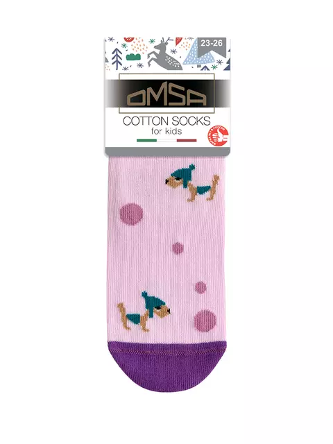 Носки детские (собачки) omsa kids calzino 21p63 viola, , 23-26 (14-16), OMSA, - 3