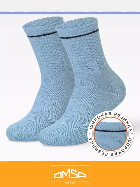 Носки детские с высокой резинкой omsa kids calzino 21s05 blu сhiaro, , 23-26 (14-16), OMSA, - 1