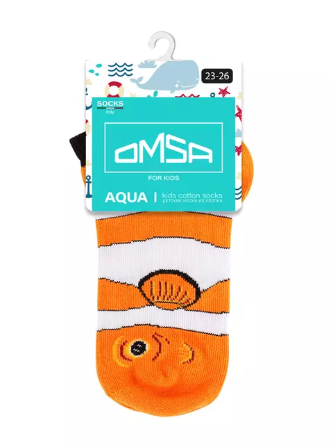 Детские укороченные носки (рыбки) omsa kids calzino 21p62 orange, , 23-26 (14-16), OMSA, - 3