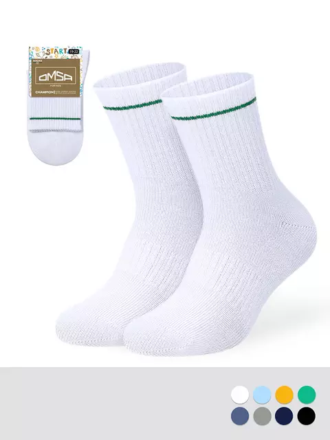 Носки детские с высокой резинкой omsa kids calzino 21s05 bianco, , 23-26 (14-16), OMSA, - 1