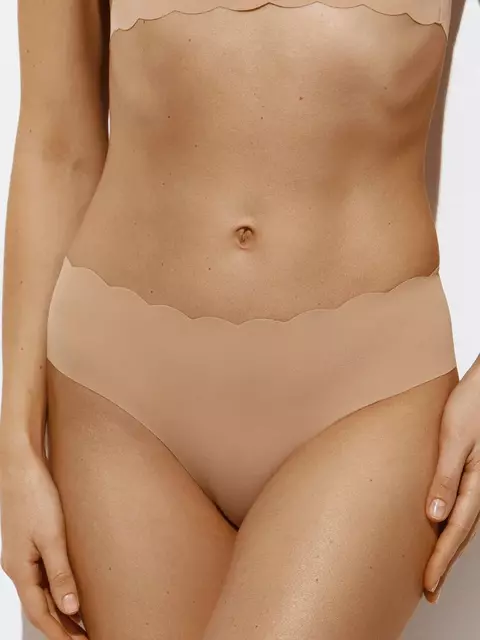 Трусы женские слипы (лазерная обработка края) omsa omd 2213b invisible slip beige, , 42 (XS), OMSA, - 1