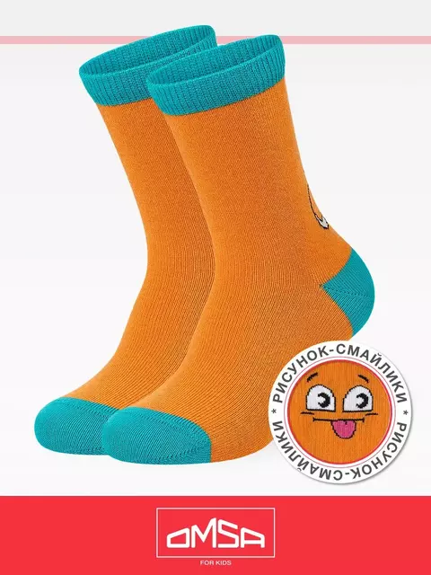 Носки детские (смайлики) omsa kids calzino 21p42 orange, , 31-34 (18-20), OMSA, - 1