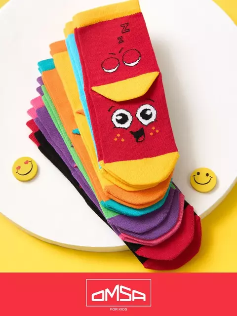Носки детские (смайлики) omsa kids calzino 21p42 rosso, , 27-30 (16-18), OMSA, - 3