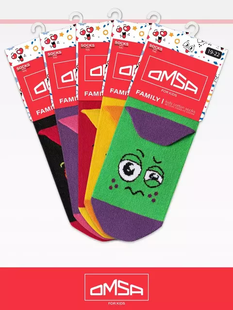 Носки детские (смайлики) omsa kids calzino 21p42 erba, , 35-38 (20-22), OMSA, - 4
