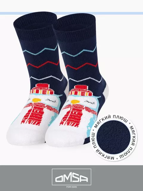 Носки детские с махровой стопой (шарфики) omsa kids calzino 21n61 blu, , 27-30 (16-18), OMSA, - 1