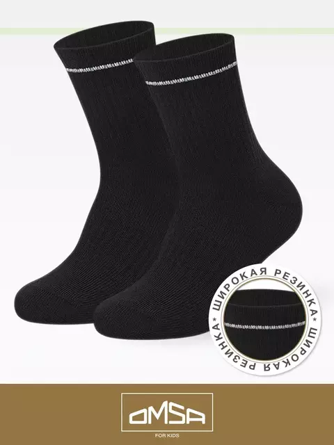 Носки детские с высокой резинкой omsa kids calzino 21s05 nero, , 23-26 (14-16), OMSA, - 1