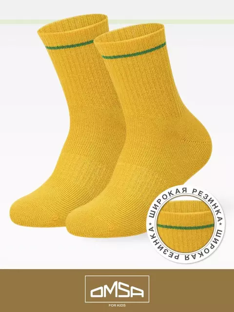 Носки детские с высокой резинкой omsa kids calzino 21s05 giallo, , 23-26 (14-16), OMSA, - 1