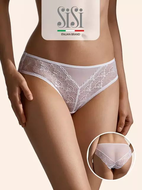 Трусы женские «слипы» из мягкой сетки sisi 2212b glamour slip bianco, , 42 (XS), SISI, - 1