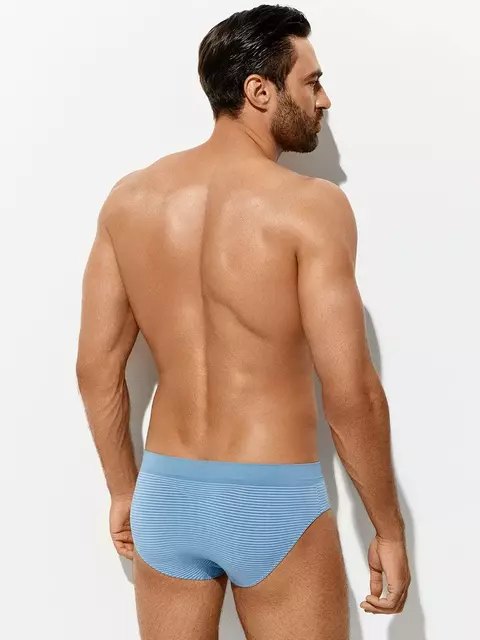 Трусы мужские «слипы» бесшовные omsa omu 2121s stripes vi blu сhiaro, , 54 (3XL), OMSA, - 3