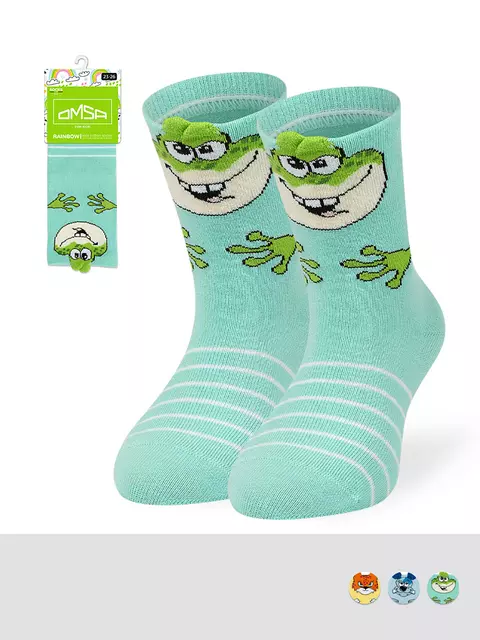Носки детские с пикотами (зверята) omsa kids calzino 21p71 erba, , 19-22 (12-14), OMSA, - 1