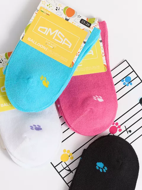 Носки детские (лапки на стопе) omsa kids calzino 21p61 turchese, , 23-26 (14-16), OMSA, - 5