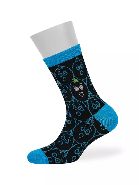 Носки детские (мордочки) omsa kids calzino 21p74 nero/blu, , 23-26 (14-16), OMSA, - 2