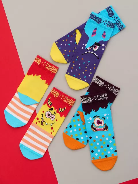 Носки детские (монстрики) omsa kids calzino 21p41 blu chiaro, , 31-34 (18-20), OMSA, - 4