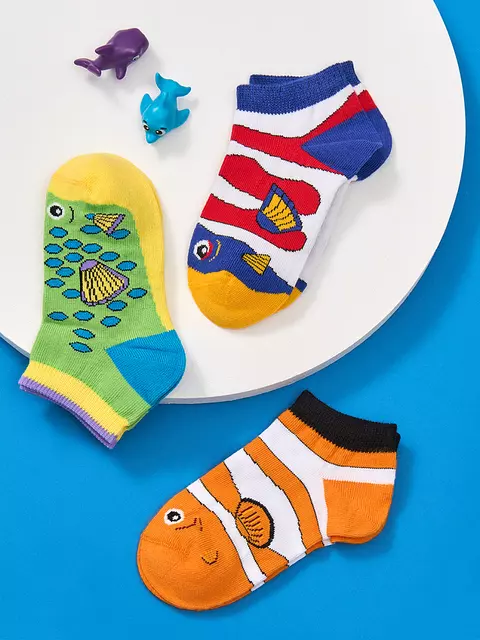 Детские укороченные носки (рыбки) omsa kids calzino 21p62 orange, , 23-26 (14-16), OMSA, - 4