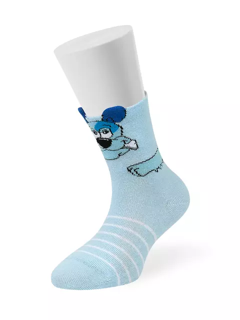 Носки детские с пикотами (зверята) omsa kids calzino 21p71 blu chiaro, , 23-26 (14-16), OMSA, - 1