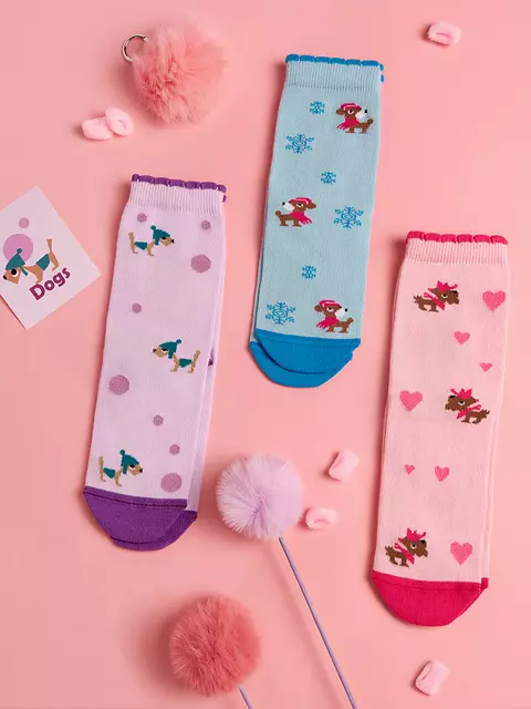 Носки детские (собачки) omsa kids calzino 21p63 blu сhiaro, , 23-26 (14-16), OMSA, - 4