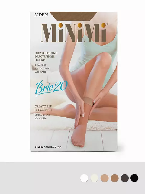 Женские тонкие носки minimi brio 20 calz. (2 пары) nero, calz. BRIO 20 носки (2 пары), 0 (UNI), MINIMI,  - 1