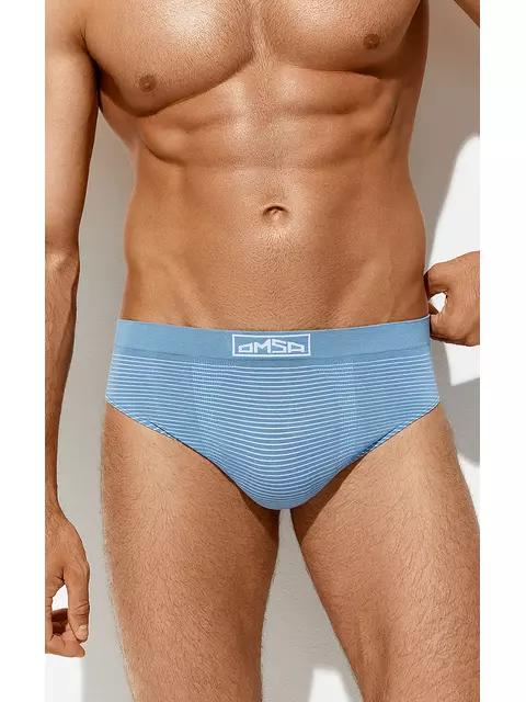 Трусы мужские «слипы» бесшовные omsa omu 2121s stripes vi blu сhiaro, , 54 (3XL), OMSA, - 1