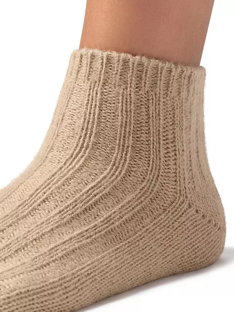 Женские зимние укороченные носки в рубчик minimi inverno 3304 beige, , 39-41 (25-27), OMSA, - 3