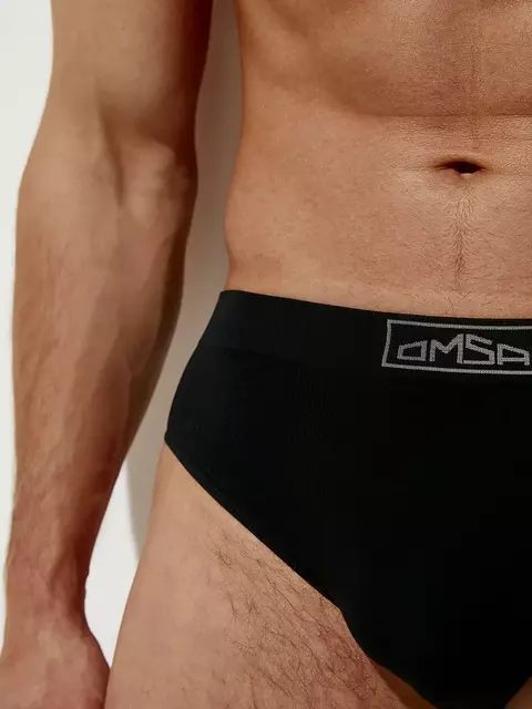 Трусы мужские слипы бесшовные omsa omb 2225 viscose vi nero, , 50 (XL), OMSA, - 3