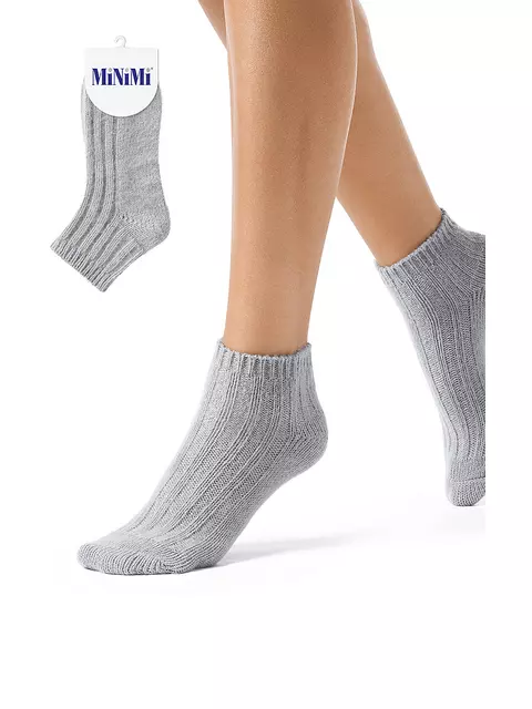 Женские зимние укороченные носки в рубчик minimi inverno 3304 grigio, , 39-41 (25-27), OMSA, - 1