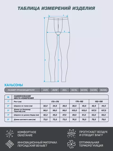 Кальсоны мужские "термо" omsa omu 3021t pv nero, , 54 (3XL), OMSA, - 8