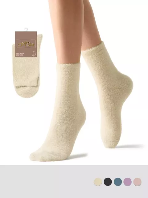 Женские «пушистые» зимние носки omsa comfort 350 beige, , 39-41 (25-27), OMSA, - 1