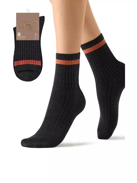 Женские высокие зимние носки с шерстью omsa comfort 355 nero, , 39-41 (25-27), OMSA, - 1