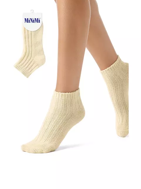 Женские зимние укороченные носки в рубчик minimi inverno 3304 avorio, , 39-41 (25-27), OMSA, - 1