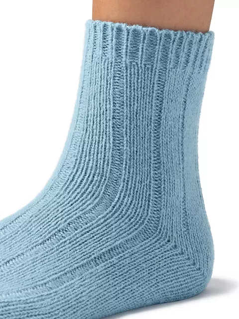 Женские зимние высокие носки в рубчик minimi inverno 3305 blu chiaro, , 39-41 (25-27), OMSA, - 3