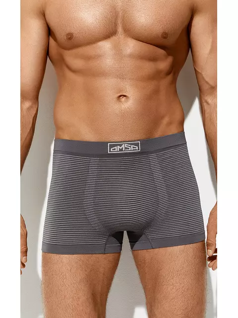Бесшовные мужские трусы «боксеры» omsa omu 2221s stripes vi grigio, , 52 (2XL), OMSA, - 1