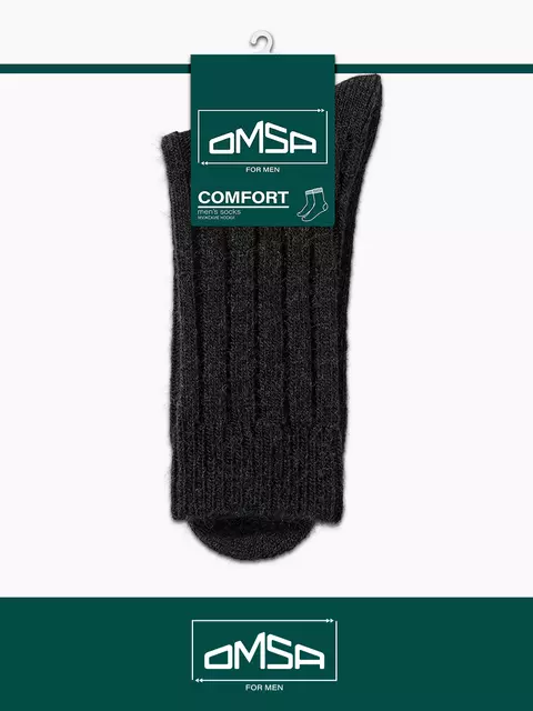 Мужские теплые носки в рубчик omsa comfort 307 nero melange, , 45-47 (29-31), OMSA, - 4