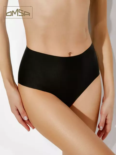 Женские трусы-слипы с высокой линией талии omsa omd 2231b invisible slip maxi nero, , 44 (S), OMSA, - 1