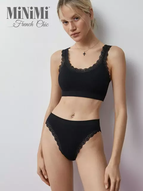 Женские трусы слипы в рубчик minimi 2241s french chic slip alto nero, , 48/50 (L/XL), MINIMI, - 7