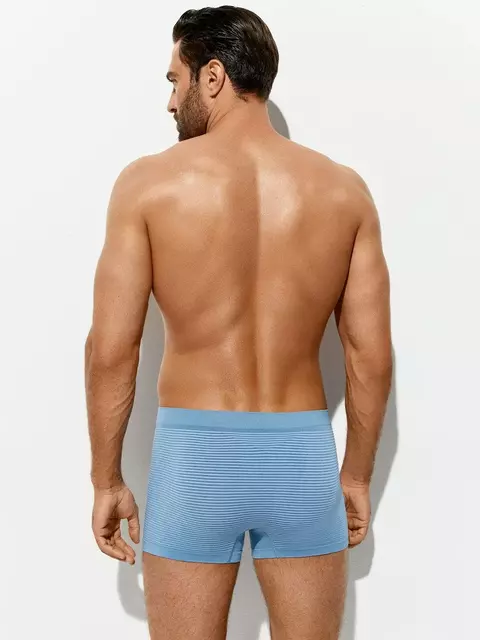 Бесшовные мужские трусы «боксеры» omsa omu 2221s stripes vi blu сhiaro, , 50 (XL), OMSA, - 4