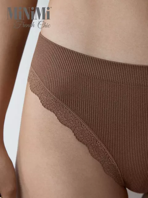 Женские трусы слипы в рубчик minimi 2241s french chic slip alto cappuccino, , 42/44 (XS/S), MINIMI, - 3