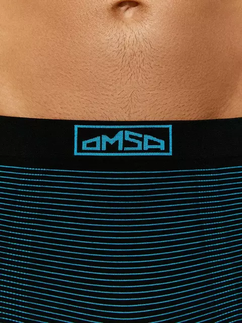 Бесшовные мужские трусы «боксеры» omsa omu 2221s stripes vi nero, , 46 (M), OMSA, - 2