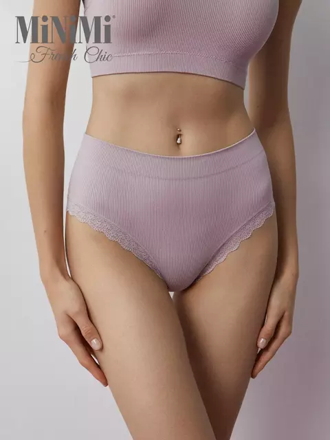 Женские трусы-слипы в рубчик minimi 2221s french chic slip midi rosa antico, , 44/46 (S/M), MINIMI, - 1