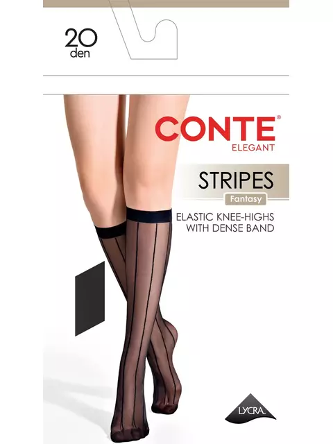 Гольфы с вертикальными полосами conte stripes (полосы) nero, 25С-186СП, 36-38 (23-25), CONTE ELEGANT,  - 3