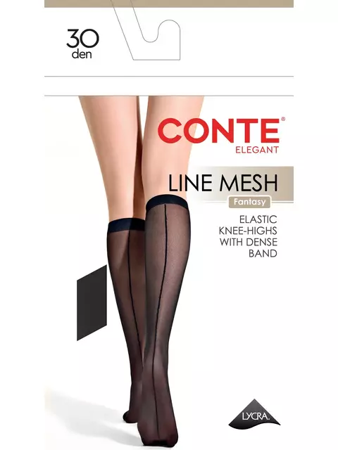 Гольфы с имитацией шва conte line mesh (линия на сетке) nero, 26С-22СП, 36-38 (23-25), CONTE ELEGANT,  - 3