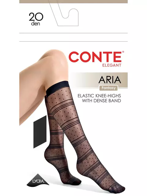 Гольфы в горизонтальные полосы с точками conte aria (ария) nero, 25С-185СП, 36-38 (23-25), CONTE ELEGANT,  - 3