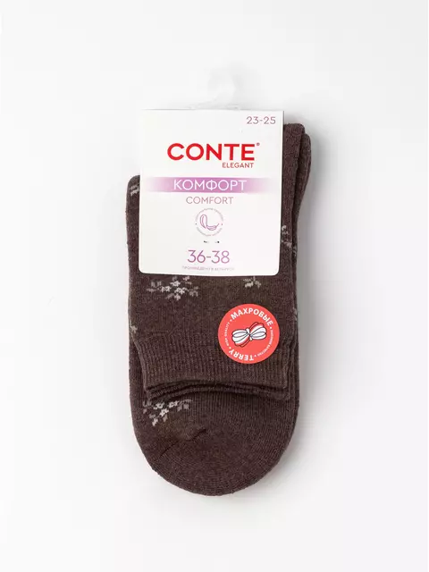 Носки махровые женские conte comfort 1183 шоколадный, 7С-47СП, 39-41 (25-27), CONTE,  - 5