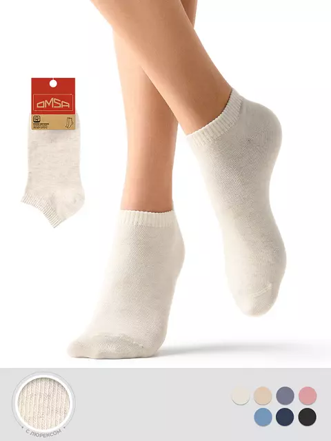 Женские укороченные носки с люрексом omsa eco 255 avorio melange, , 39-41 (25-27), OMSA, - 1