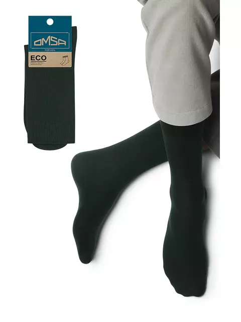 Мужские классические всесезонные носки omsa eco 401 colors verde foresta, , 45-47 (29-31), OMSA, - 1