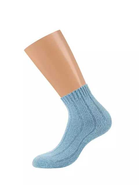 Женские зимние высокие носки в рубчик minimi inverno 3305 blu chiaro, , 39-41 (25-27), OMSA, - 2