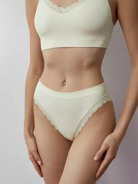 Женские трусы слипы в рубчик minimi 2241s french chic slip alto avorio, , 48/50 (L/XL), MINIMI, - 2