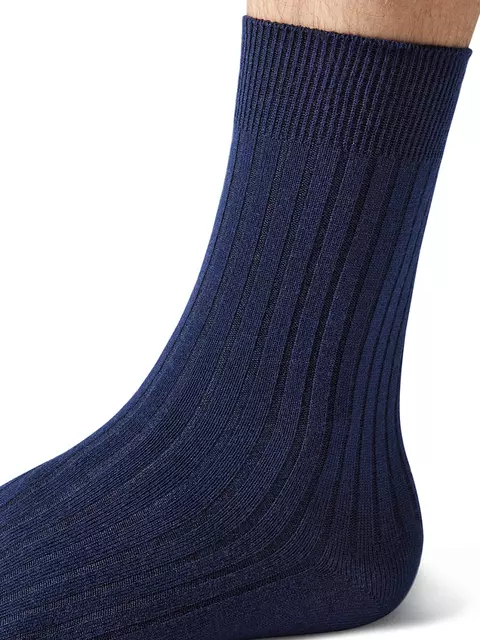 Классические мужские носки в рубчик omsa comfort 308 blu, , 45-47 (29-31), OMSA, - 3