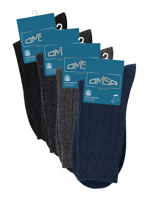 Мужские теплые носки в рубчик omsa comfort 306 grigio, , 42-44 (27-29), OMSA, - 2